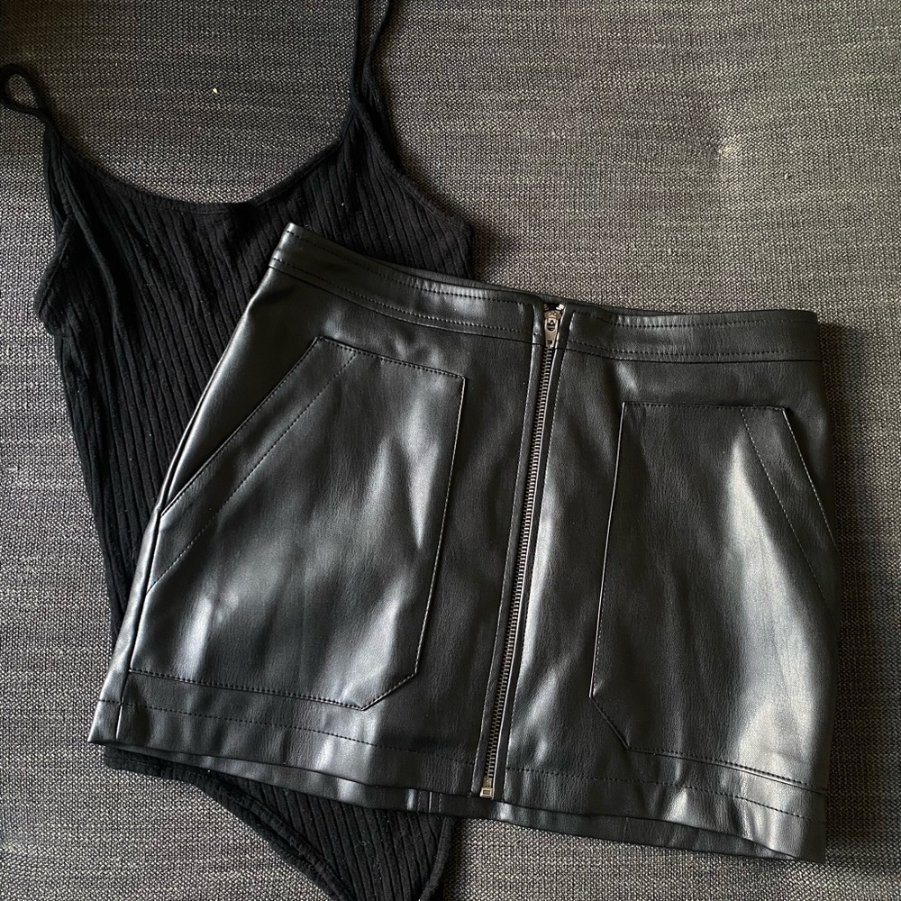 Leather mini skirt